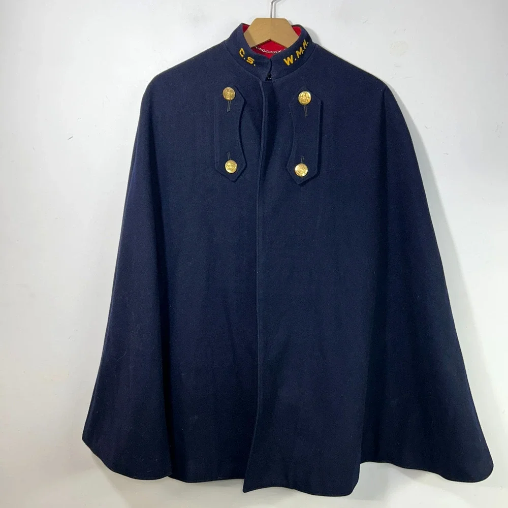 VTG Bruck's Nurses Cape Navy Blue Wool WWII Era 1940's Nursing W.M.H. -Excellent